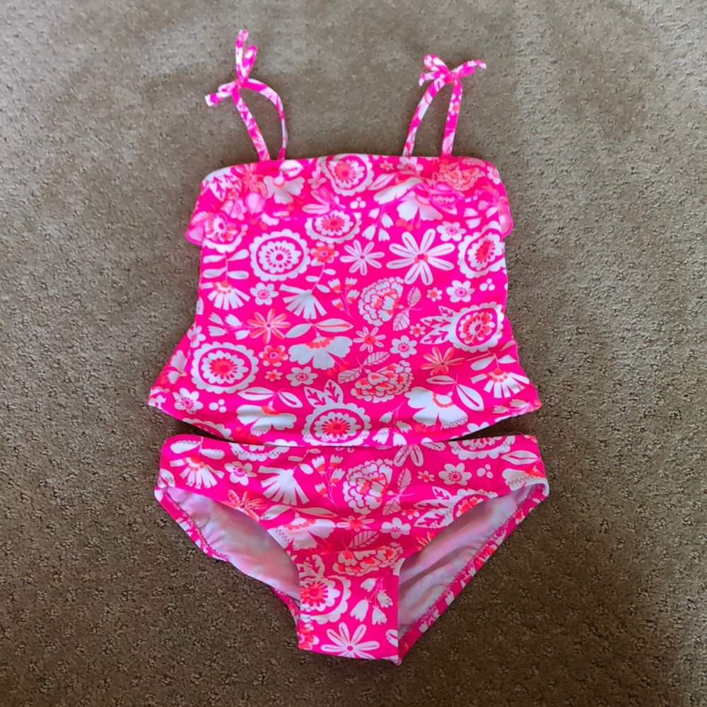 Pink bathing suit.